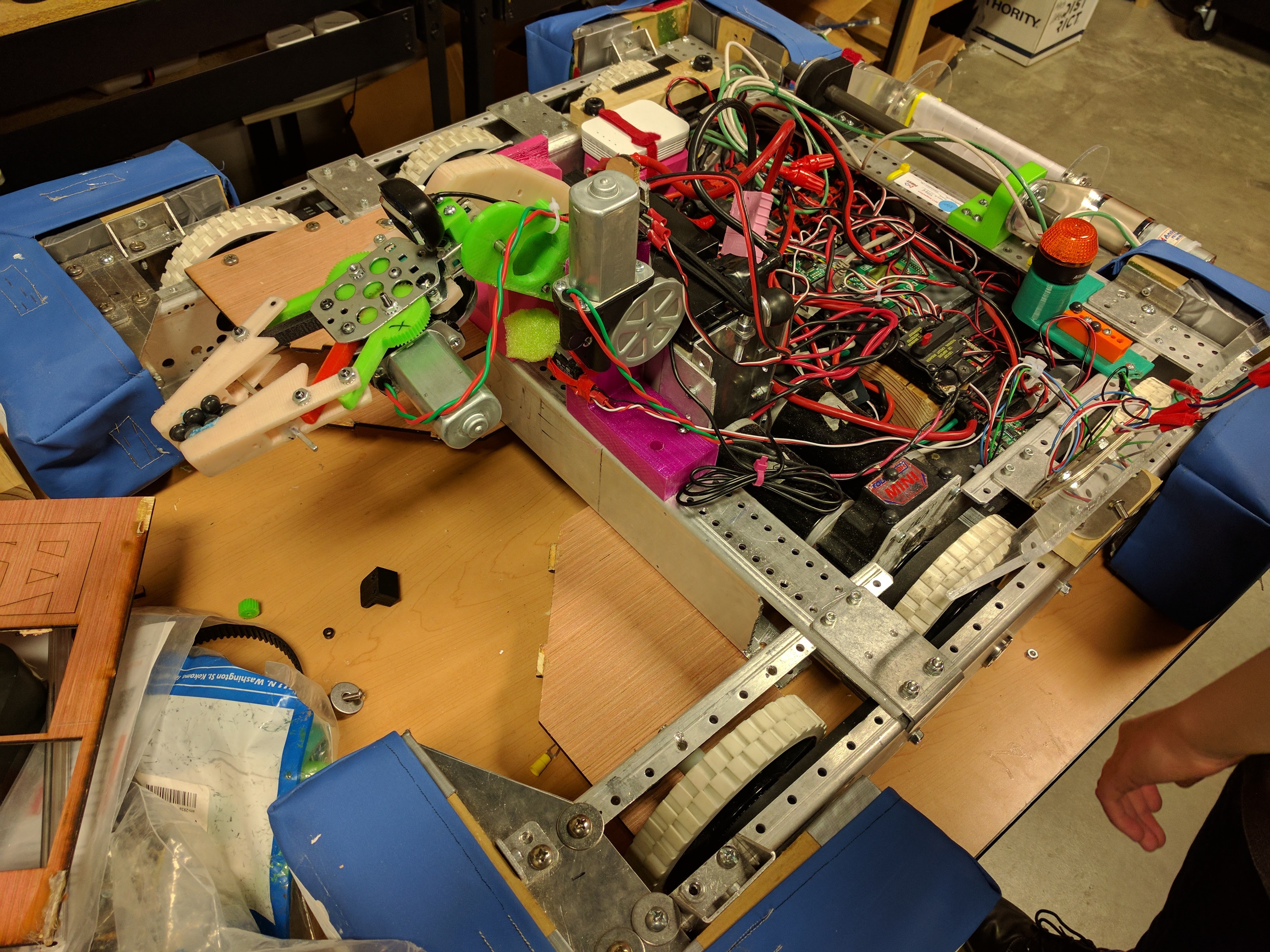 A picture of the 2017 robot being built